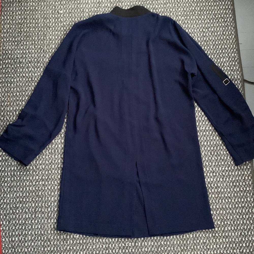 New York & Company Navy Blue Long Bomber Jacket - Picture 3 of 8